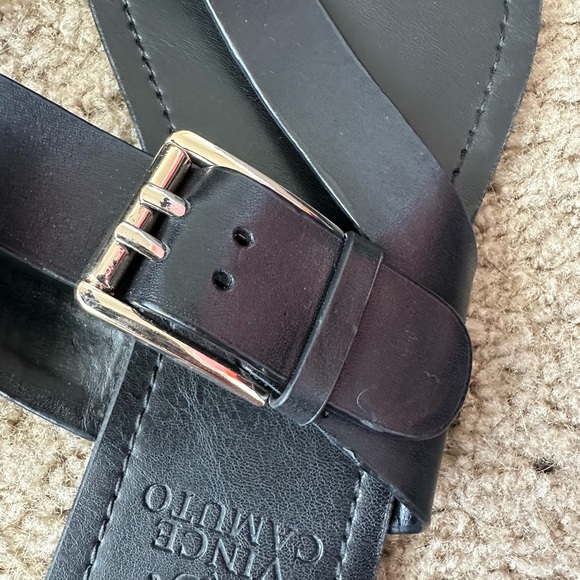 Vince Camuto women’s Tado black slip on leather sandal w/ adjustable buckle 7.5 - Picture 3 of 8